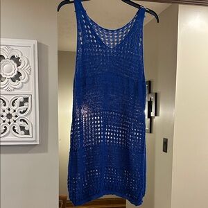 Blue Knit Swim Cover-Up